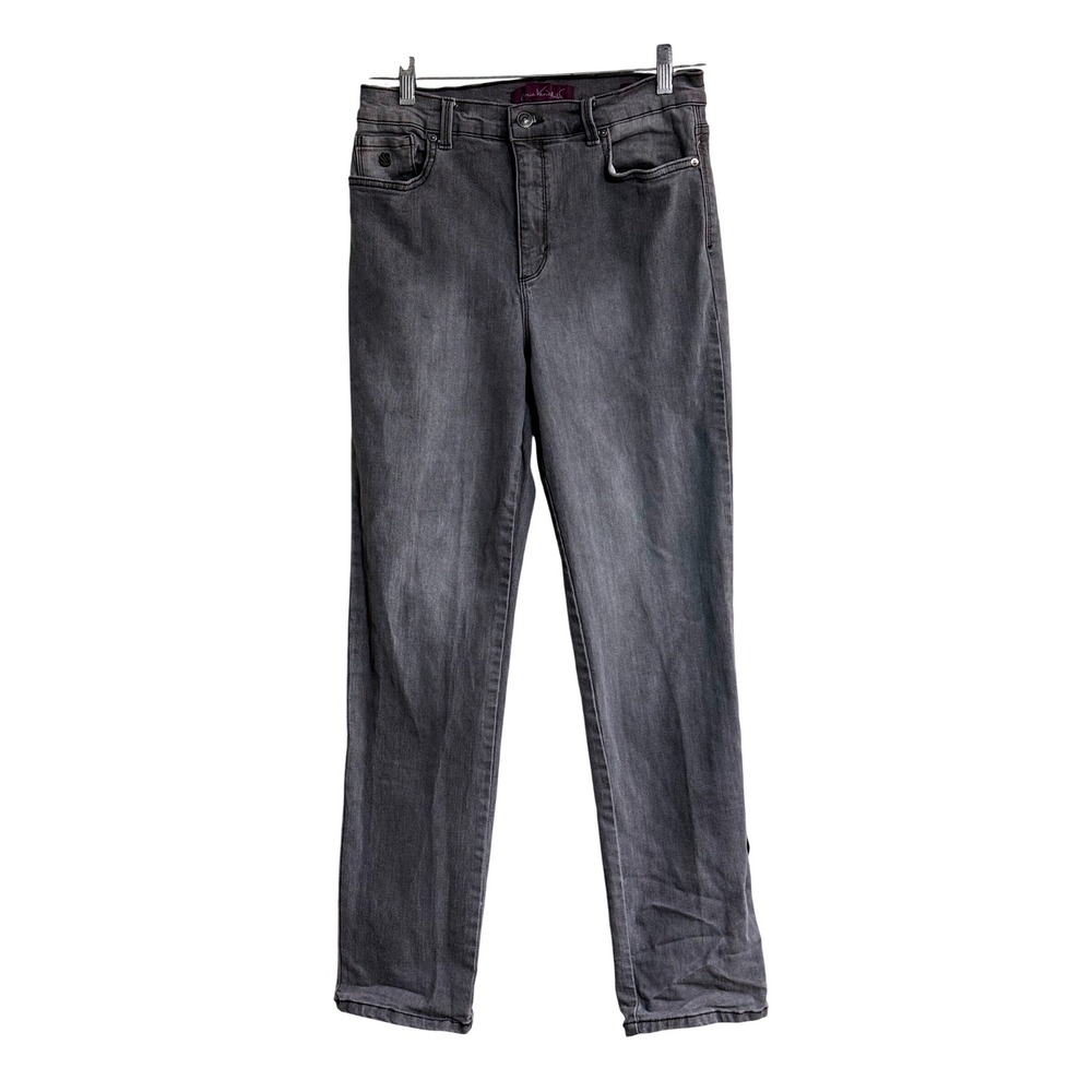 Gloria Vanderbilt Amanda High Rise‎ Straight Leg Jeans Grey Stretch Denim Sz 12